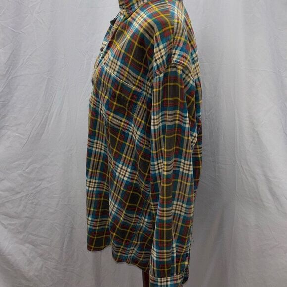 Vintage (90s/2000s) J Crew corduroy flannel style button down shirt Lg plaid - Picture 3 of 7